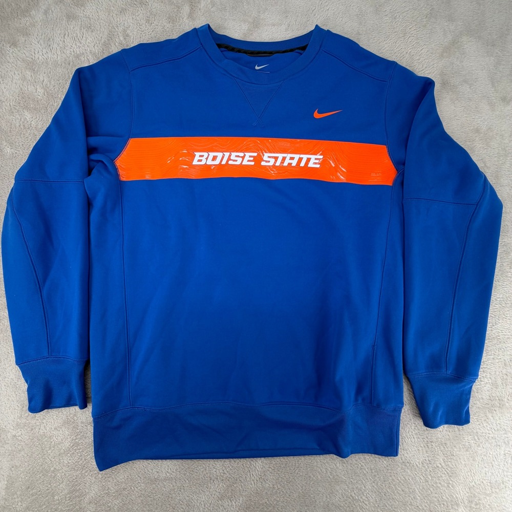 Nike Mens Boise State Broncos Crewneck Sweatshirt Large Blue Preowned Pullover